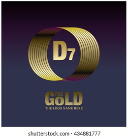 Vector graphic elegant gold logo and font . Symbol of money and business. Letter D and 7