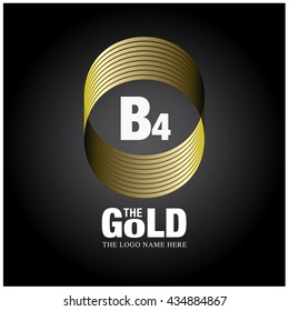 Vector graphic elegant gold logo and font . Symbol of money and business. Letter B and 4
