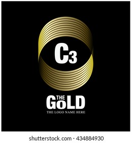 Vector graphic elegant gold logo and font . Symbol of money and business. Letter C and 3
