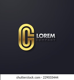 Vector graphic elegant golden creative line alphabet / Letter C / symbol