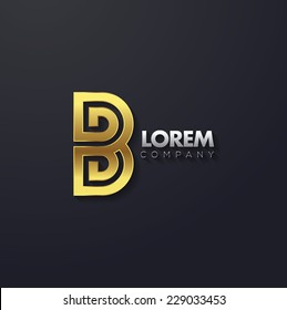 Vector graphic elegant golden creative line alphabet / Letter B / symbol
