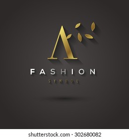 Vector graphic elegant golden font with sample text / symbol / alphabet / Letter A