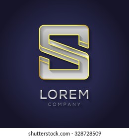 Vector graphic elegant golden font  / symbol / alphabet / Letter S