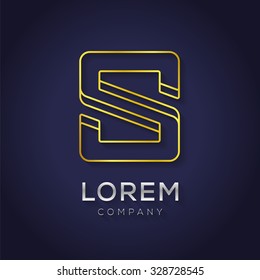 Vector graphic elegant golden font  / symbol / alphabet / Letter S