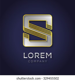 Vector graphic elegant golden font / symbol / alphabet / Letter S / number 8