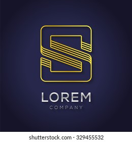 Vector graphic elegant golden font / symbol / alphabet / letter S / number 8