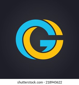 Vector graphic elegant impossible alphabet symbol in two colors / Letter G