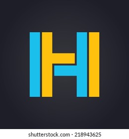 Vector graphic elegant impossible alphabet symbol in two colors / Letter H