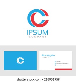 Vector graphic elegant impossible alphabet symbol / identity / business card in two colors / Letter C