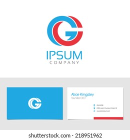 Vector graphic elegant impossible alphabet symbol / identity / business card in two colors / Letter G