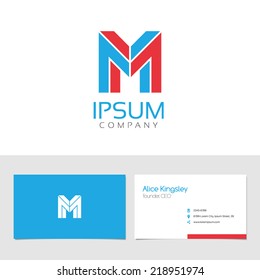 Vector graphic elegant impossible alphabet symbol / identity / business card in two colors / Letter M