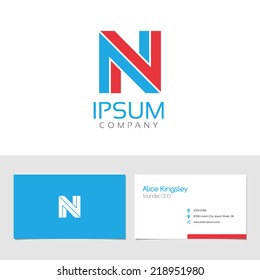 Vector graphic elegant impossible alphabet symbol / identity / business card in two colors / Letter N