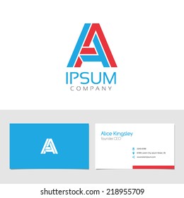 Vector graphic elegant impossible alphabet symbol / business card / identity in two colors / Letter A