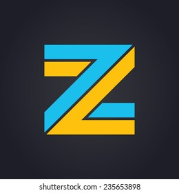 Vector graphic elegant impossible alphabet symbol in two colors / Letter Z