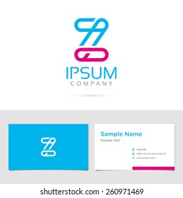 Vector graphic elegant impossible alphabet symbol / identity / business card in two colors / Letter Z