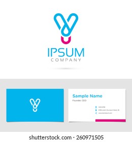 Vector graphic elegant impossible alphabet symbol / identity / business card in two colors / Letter Y
