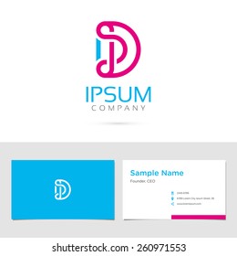 Vector graphic elegant impossible alphabet symbol / identity / business card in two colors / Letter D