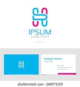 Vector graphic elegant impossible alphabet symbol / identity / business card in two colors / Letter H