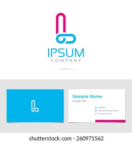 Vector graphic elegant impossible alphabet symbol / identity / business card in two colors / Letter L