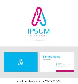 Vector graphic elegant impossible alphabet symbol / identity / business card in two colors / Letter A