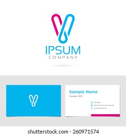 Vector graphic elegant impossible alphabet symbol / identity / business card in two colors / Letter V