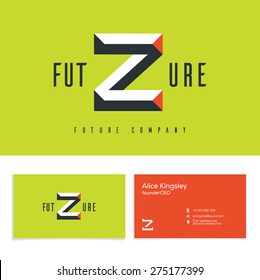Vector graphic elegant impossible alphabet symbol, Identity, business card in two colors, Letter Z.
