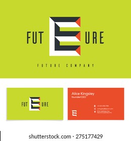 Vector graphic elegant impossible alphabet symbol. Identity, business card in two colors, Letter E.