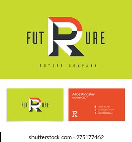 Vector graphic elegant impossible alphabet symbol. Identity, business card in two colors, Letter R.