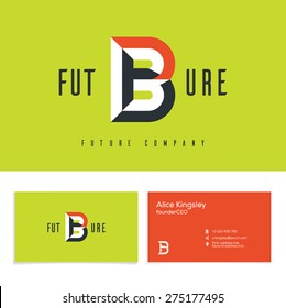 Vector graphic elegant impossible alphabet symbol. Identity, business card in two colors, Letter B.