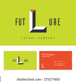 Vector graphic elegant impossible alphabet symbol. Identity, business card in two colors, Letter L.