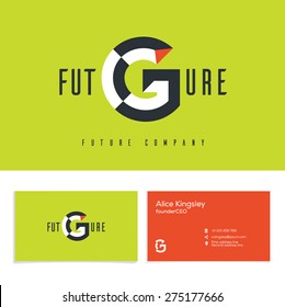 Vector graphic elegant impossible alphabet symbol. Identity, business card in two colors, Letter G.