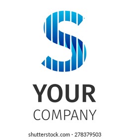 Vector graphic elegant impossible alphabet symbol on a white background . Blue letter S. Corporate company identity.
