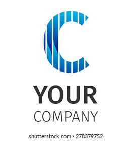 Vector graphic elegant impossible alphabet symbol on a white background . Blue letter C. Corporate company identity.