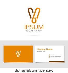 Vector graphic elegant impossible alphabet symbol / identity / business card in two colors / Letter V