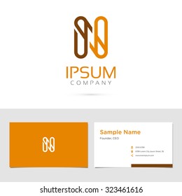 Vector graphic elegant impossible alphabet symbol / identity / business card in two colors / Letter N