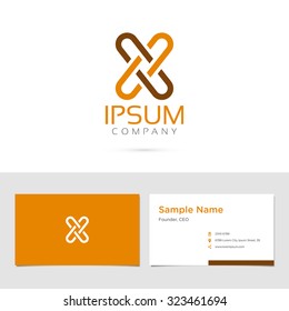 Vector graphic elegant impossible alphabet symbol / identity / business card in two colors / Letter X