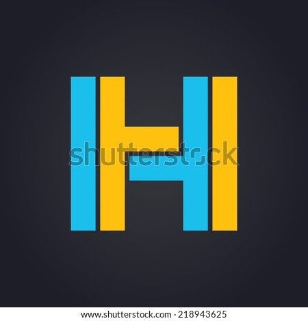 Vector graphic elegant impossible alphabet symbol in two colors / Letter H