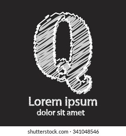 Vector graphic elegant impossible letter Q. Logo Icon Design template Element. Hand draw style on a black board for business.