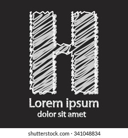 Vector graphic elegant impossible letter H. Logo Icon Design template Element. Hand draw style on a black board for business.