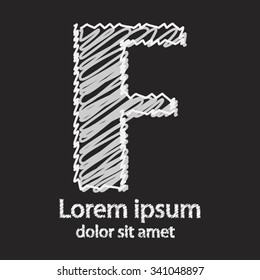 Vector graphic elegant impossible letter F. Logo Icon Design template Element. Hand draw style on a black board for business.