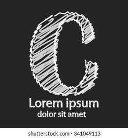 Vector graphic elegant impossible letter C. Logo Icon Design template Element. Hand draw style on a black board for business.