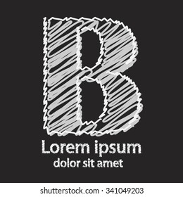 Vector graphic elegant impossible letter B. Logo Icon Design template Element. Hand draw style on a black board for business.