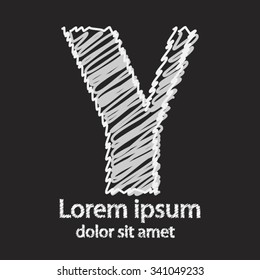 Vector graphic elegant impossible letter Y. Logo Icon Design template Element. Hand draw style on a black board for business.