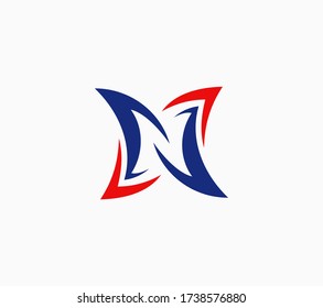 Vector graphic elegant letter N in negative space. Vector logo design.