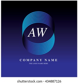 Vector graphic elegant logo and font . Symbol of business and finance. Letter A and W