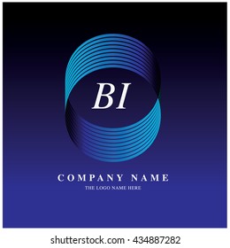 Vector graphic elegant logo and font . Symbol of business and finance. Letter B and I