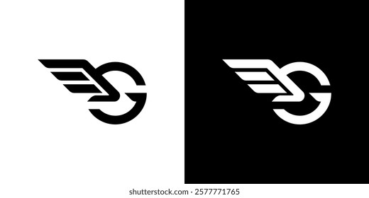 Vector graphic of elegant logo of letter G with wings.