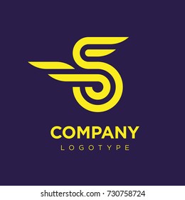 Vector graphic elegant logotype with wing / Letter S