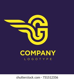 Vector graphic elegant logotype with wing / Letter G