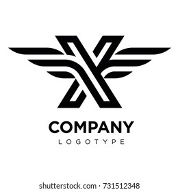 Vector Graphic Elegant Logotype With Wing / Letter X
